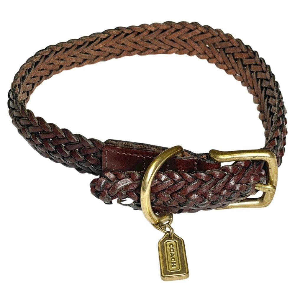 COACH Braided Leather Dog Collar